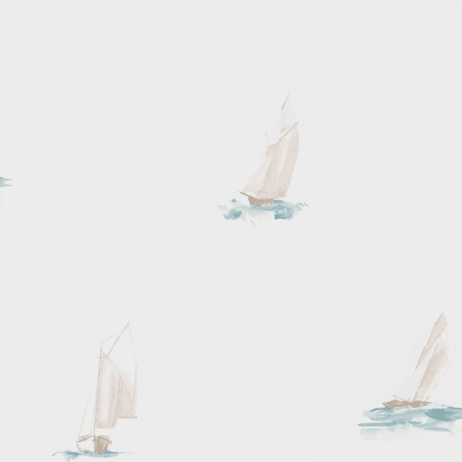 Papel pintado veleros de acuarela agua marina grisáceo Ourang 230122