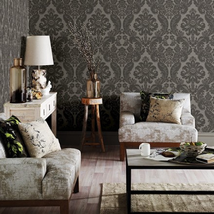 Papel pintado damasco de terciopelo en relieve Adagio 679503