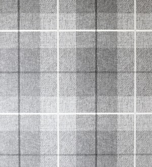 Papel pintado de cuadros escoceses efecto tela tartán color gris claro Smith Tartan 126299