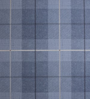 Papel pintado de cuadros escoceses efecto tela tartán color azul Smith Tartan 126301