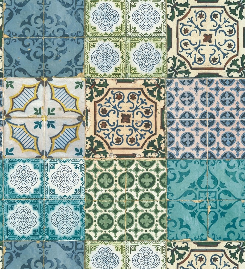 Papel pintado azulejos mediterráneos con estilo árabe Zafir Mosaic 126339