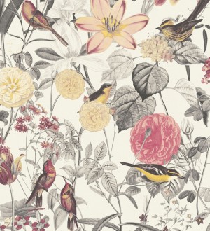 Papel pintado de pájaros y flores estilo inglés Victoria Blossom 126370