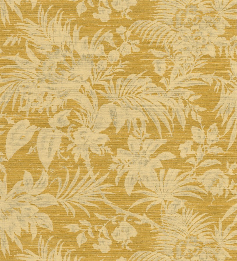 Papel pintado imitación tapiz de hojas fondo mostaza  Calton Forest 126418