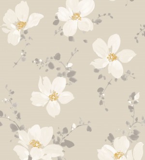 Papel pintado flores grandes fondo beige Ivory Flowers 126459