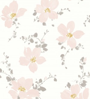 Papel pintado flores grandes color rosa Ivory Flowers 126460