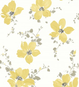 Papel pintado flores grandes amarillas Ivory Flowers 126462