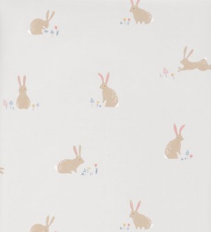 Papel pintado infantil de conejos fondo claro Cute Rabbits 126515
