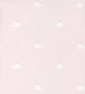 Papel pintado infantil de ballenas pequeñas tonos rosa Baby Whales 126525