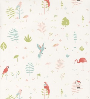 Papel pintado infantil animales y plantas tropicales Tropical Birdie 126538