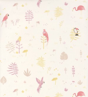 Papel pintado infantil animales y plantas tropicales Tropical Birdie 126539