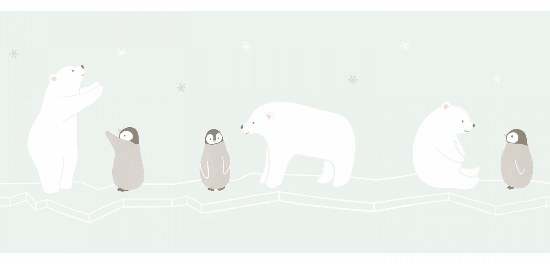 Cenefa infantil pingüinos y osos polares Polar fun 126540
