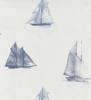 Papel pintado barcos de acuarela estilo náutico azul Bristol Boats 126564