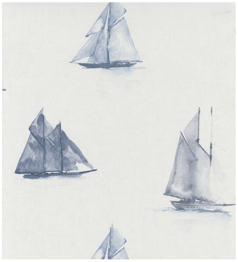 Papel pintado barcos de acuarela estilo náutico azul Bristol Boats 126564