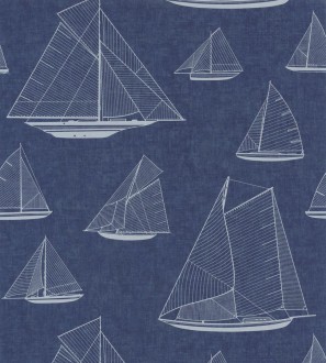 Papel pintado dibujo de barcos de vela fondo azul Sailor Port 126566