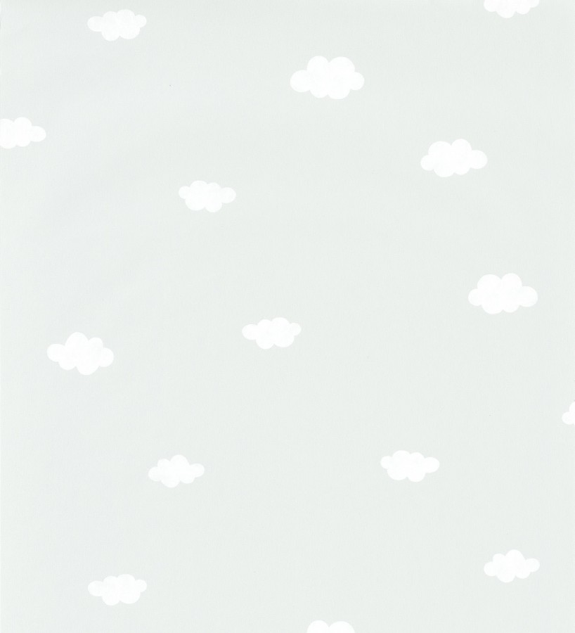 Papel pintado infantil de nubes gris verdoso Kids Clouds 126583