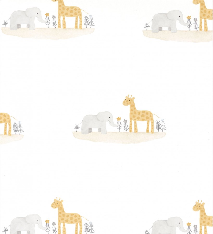 Papel pintado infantil elefantes y jirafas Little Loves 126611