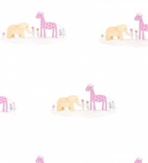 Papel pintado infantil elefantes y jirafas Little Loves 126612