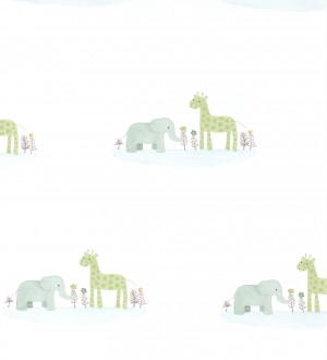 Papel pintado infantil elefantes y jirafas Little Loves 126614