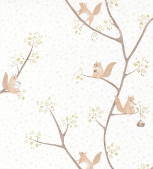 Papel pintado infantil de ardillas en árbol Squirrel Woods 126625