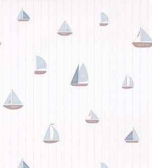 Papel pintado infantil de barcos veleros celeste Kids Boats 126631