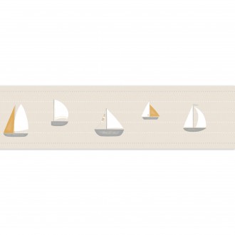 Cenefa infantil de barcos veleros beige Kids Boats 126643