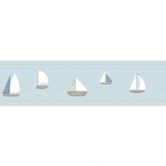 Cenefa infantil de barcos veleros celeste Kids Boats 126644