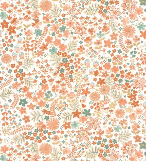 Papel pintado flores pequeñas tonos naranjas Alice Flowers 126660