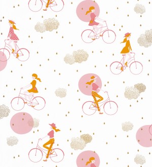 Papel pintado infantil niñas en bici Girls Bikes 126702