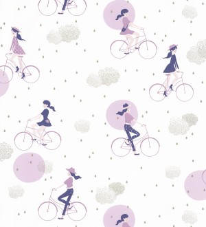 Papel pintado infantil niñas en bici Girls Bikes 126703