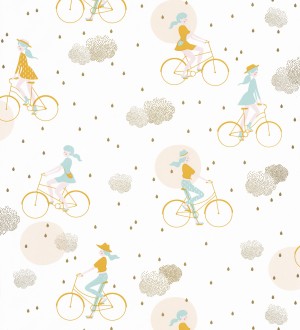 Papel pintado infantil niñas en bici Girls Bikes 126704