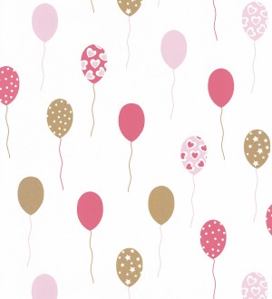 Papel pintado infantil de globos tonos rosa Little Ballons 126708