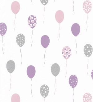 Papel pintado infantil de globos tonos morados Little Ballons 126709