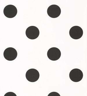 Papel pintado lunares grandes negro y blanco Rover Dots 126875