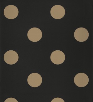 Papel pintado lunares grandes negro y dorado Rover Dots 126876
