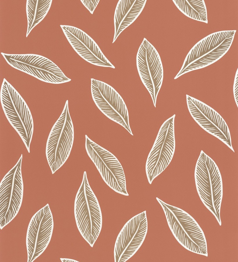 Papel pintado hojas decorativas color terracota  Glasgow Fall 127027
