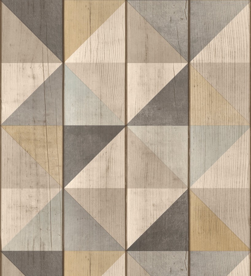 Papel pintado efecto madera con dibujo de rombos  Metric Woods 127166