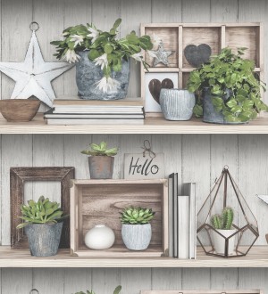 Papel pintado estantería con plantas y objetos decorativos Emily Shelf 127183