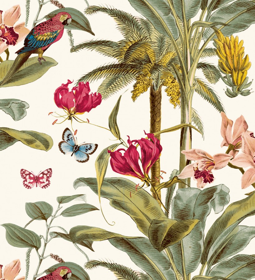 Papel pintado tropical vegetación y mariposas Tropical Summer 127203