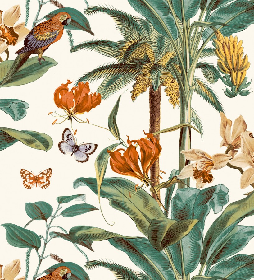 Papel pintado tropical vegetación y mariposas Tropical Summer 127204