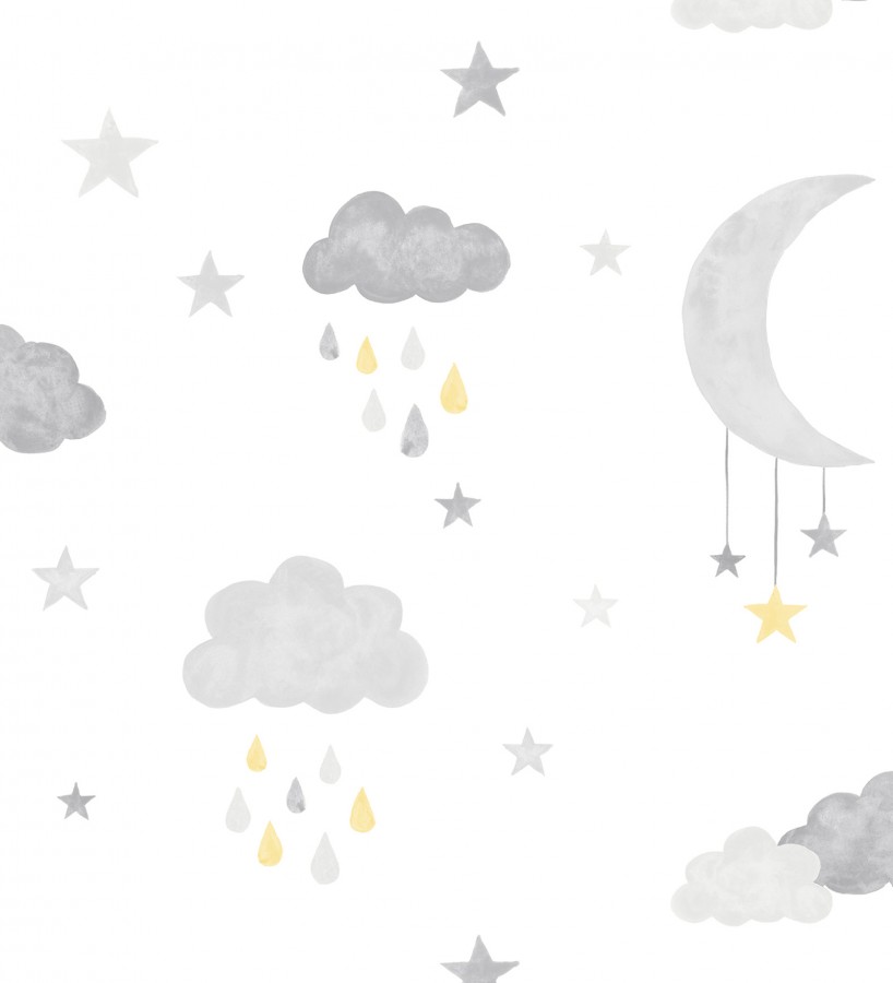 Papel pintado infantil nubes, luna y estrellas Little Sky 127239