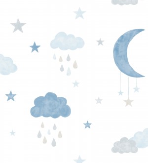 Papel pintado infantil nubes, luna y estrellas Little Sky 127241