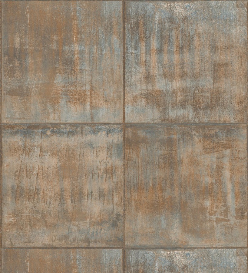 Papel pintado cuadros de chapa metálica oxidada Hilton Factory 127371