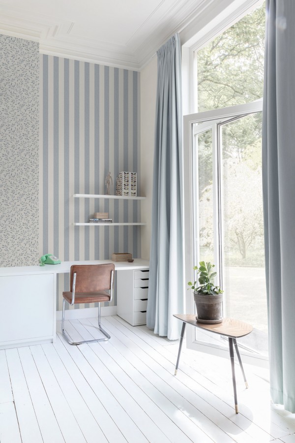 Papel pintado hojas pequeñas en rama azul  Dawson Country 127417