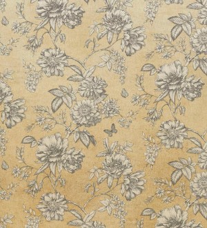 Papel pintado flores en rama fondo ocre Valentina 127429