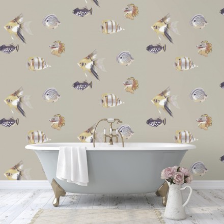 Papel pintado peces tropicales fondo nácar Tropic Ocean 127431