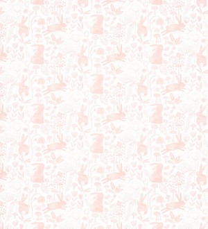 Papel pintado infantil conejitos saltando tonos rosas Bunny Country 127437