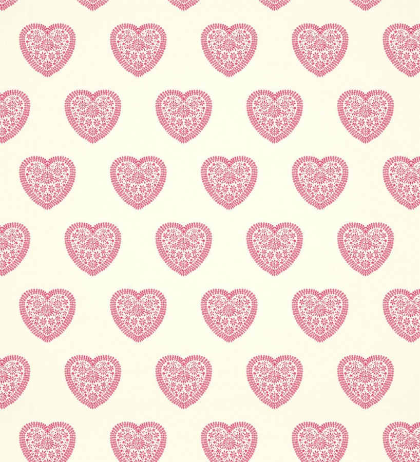 Papel pintado infantil de corazones rosas y fondo claro Candy Hearts 127449
