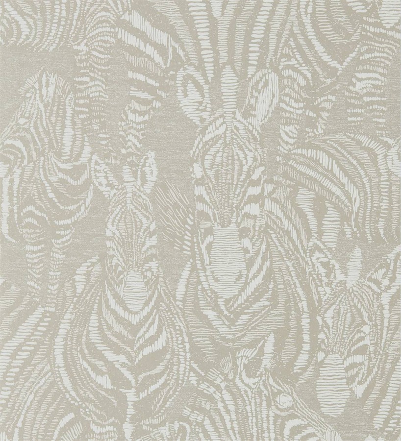 Papel pintado de cebras beige y blanco Kaewa 127465
