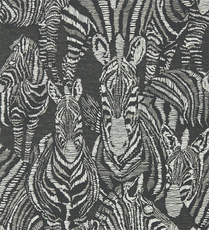 Papel pintado de cebras negro y blanco Kaewa 127466