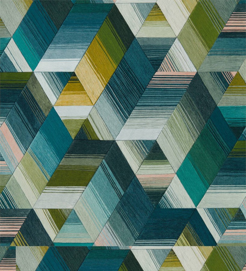 Papel pintado cubos geométricos multicolor Jaipur Fabrics 127478